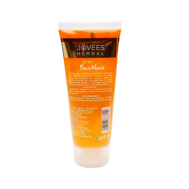 Jovees Herbal Detan Facewash For Glowing and Clear Skin With Liquorice & bearberry Ext. | Gentle Cleanser For Brighten, Even Tone and Hydrates Skin | Suitable for All Skin Types - 120ml